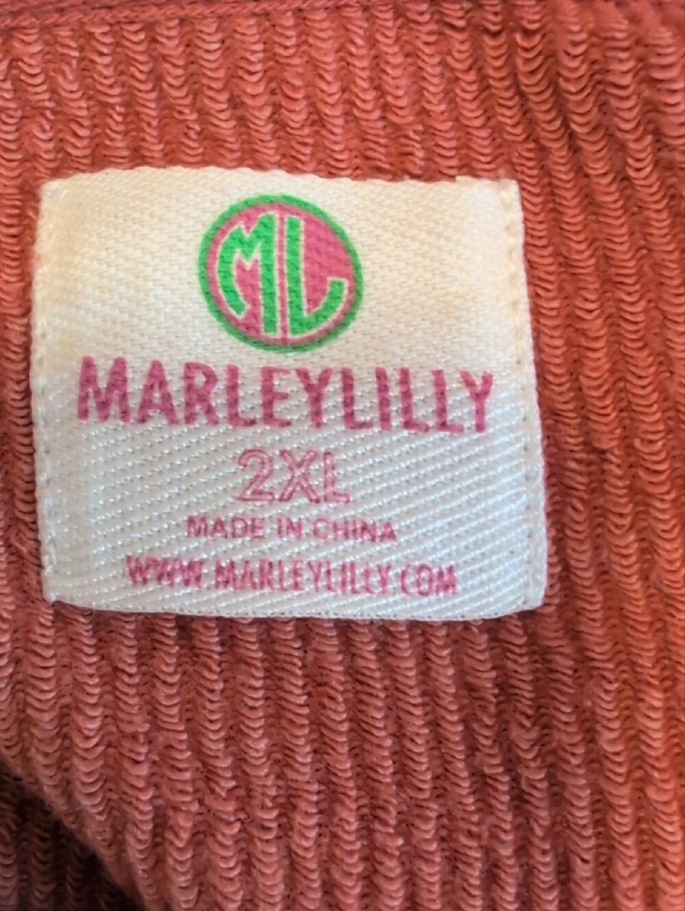 MARLEYLILLY Pumpkin Spice Crewneck Pullover Ribbed Rust Orange Plus Size 2X - Picture 7 of 10